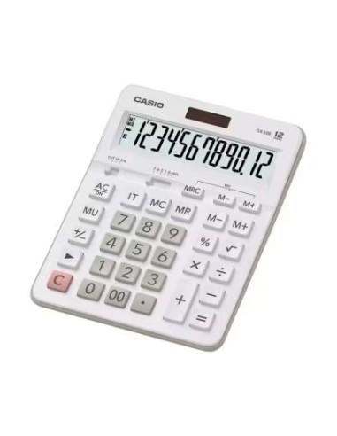 Casio GX-12B Calculadora de Mesa - Ecrã LCD de 12 Dígitos - Solar e Pilhas - Cor Branca