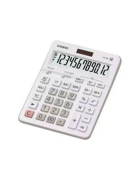 Casio GX-12B Calculadora de Mesa - Ecrã LCD de 12 Dígitos - Solar e Pilhas - Cor Branca