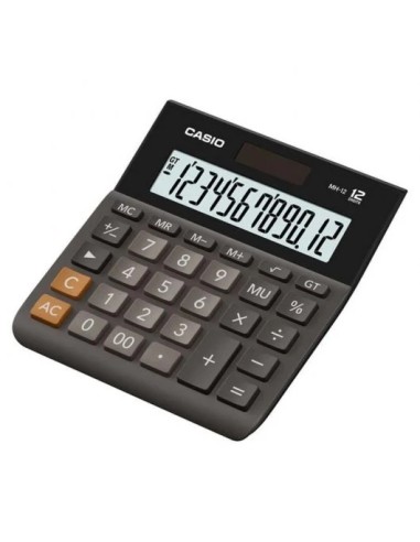 Casio MH-12 Calculadora de Mesa - Ecrã LCD Extragrande de 12 Dígitos - Solar e Pilhas - Cor Preta