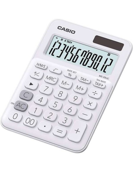 Casio MS-20UC Calculadora de Mesa com Ecrã de 12 Dígitos - Símbolos de Comando de Função - Marcadores de Vírgula de 3 Dígitos -