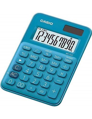 Casio MS-7UC Calculadora de Mesa 10 Dígitos - Tecla Duplo Zero - Marcadores de Vírgula de 3 Dígitos - Digitação de Teclas Simul