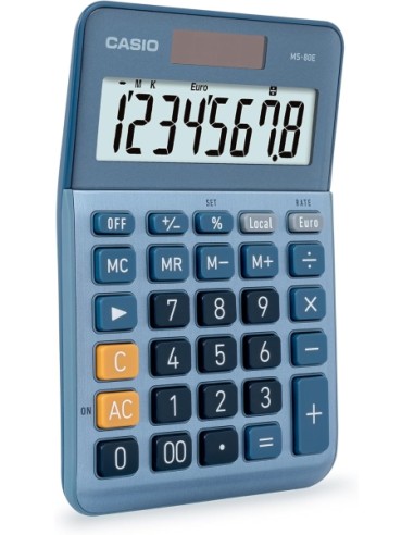 Casio MS80E Calculadora de Mesa 8 Dígitos - Tecla Duplo Zero - Símbolos de Comando de Função - Cálculo Avançado de Percentagem 