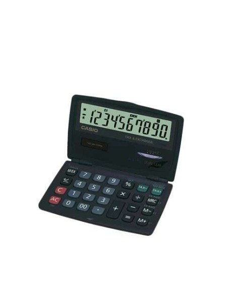 Casio SL-210TE Calculadora de Bolso 10 Dígitos Tipo Dobrável - Tela Extra Grande - Alimentação Solar e Bateria - Cor Cinza Escu