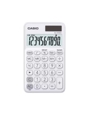 Calculadora de Bolso Casio SL-310UC com Ecrã LCD de 10 Dígitos - Cálculo de Impostos - Alimentação Solar e a Pilhas - Compacta 
