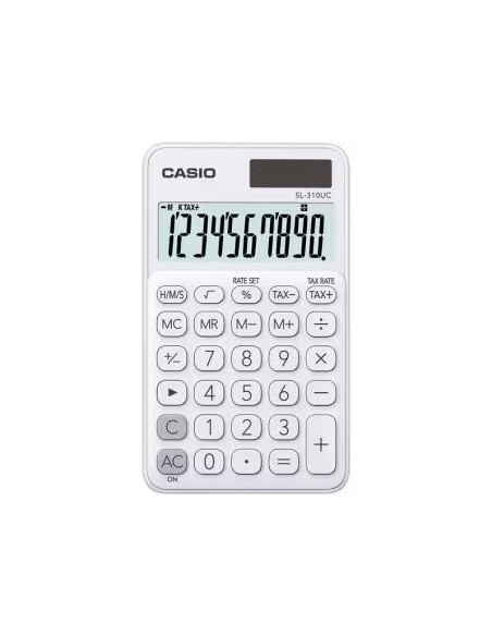 Calculadora de Bolso Casio SL-310UC com Ecrã LCD de 10 Dígitos - Cálculo de Impostos - Alimentação Solar e a Pilhas - Compacta 