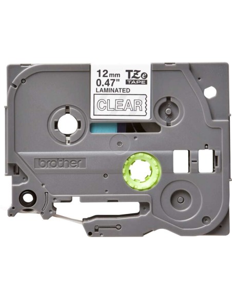 Brother TZe135 Fita Laminada Original de Etiquetas - Texto branco sobre fundo transparente - Largura 12mm x 8 metros