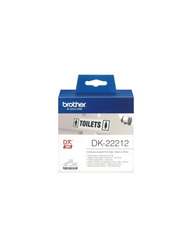 Brother DK22212 - Etiquetas Originais de Tamanho personalizado - Largura 62mm x 15,24 metros - Texto preto sobre fundo branco
