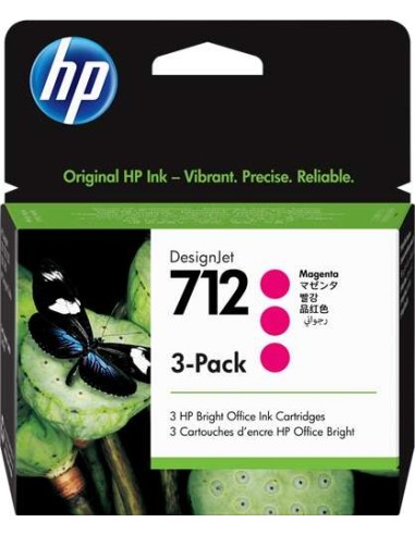 HP 712 Magenta Pack de 3 Cartuchos de Tinta Originais - 3ED78A