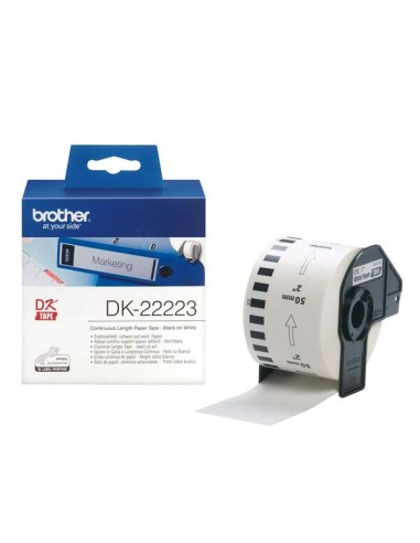 Brother DK22223 - Etiquetas Originais de Tamanho personalizado - Largura 50mm x 30,48 metros - Texto preto sobre fundo branco