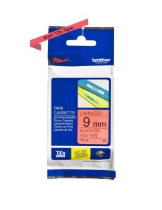 Brother TZe421 Fita Laminada Original de Etiquetas - Texto preto sobre fundo vermelho - Largura 9mm x 8 metros 2