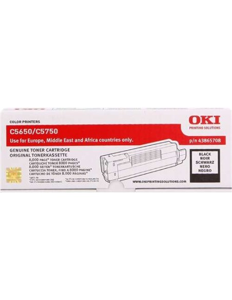 OKI C5650/C5750 Preto Cartucho de Toner Original - 43865708
