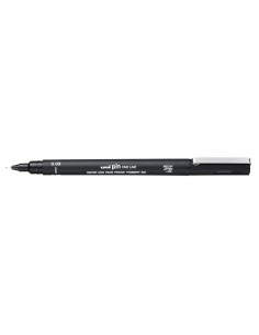 Uni-ball PIN003 Marcador Calibrado - Ponta Poliacetal 0.03mm - Tinta Pigmentada Resistente à Água e Luz - Cor Preta