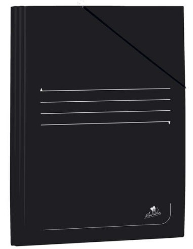 Mariola Pasta de Cartão Plastificado Folio 500g/m² - Medidas 34x25cm - Fecho com Elástico - Cor Preto