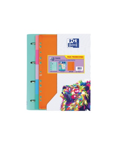 Oxford Europeanbinder Touch Pasta Tamanho A4+ com Recarga + Divisórias + Bolsa de Plástico Multi-perfurada - Ideal para Organiz