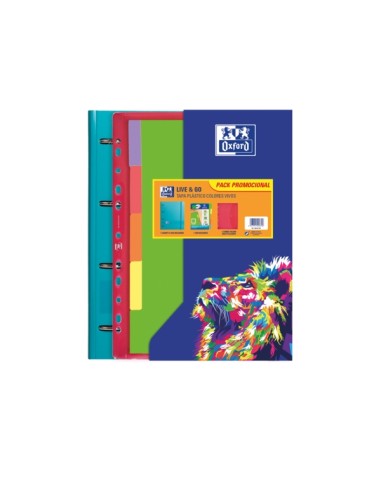 Oxford Live & Go Pasta Europeanbinder A4+ com Recarga Quadriculada 5x5 + Divisórias + Envelope Multi-perfurado - Ideal para Org