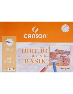 Canson Minipack de 10 Folhas de Desenho Basik Liso A3 - 29,7x42cm - 130g - Cor Branca