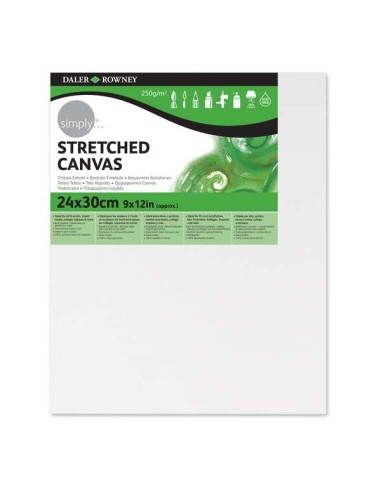 Daler Rowney Simply Tela Entelada 24x30cm - Preparação Tripla - Grão Médio - 100% Algodão sem Ácido - 250g