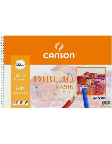 Canson Basik Caderno de Desenho A4+ com Moldura - 20 Folhas Microperfuradas 130g/m² - Cor Branca