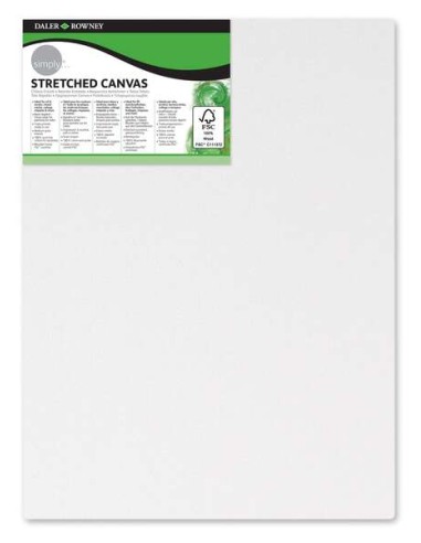 Daler Rowney Simply Tela Entelada 18x24cm - Preparação Tripla - Grão Médio - 100% Algodão sem Ácido - 250g