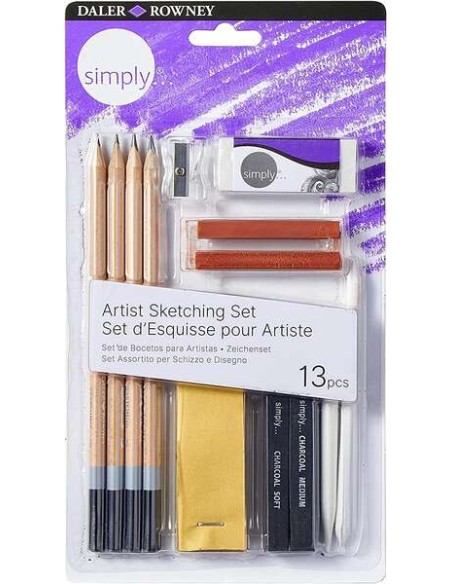 Daler Rowney Simply Conjunto de 13 Peças para Desenhar e Esboçar - Ideal para Artistas Iniciantes