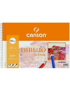 Canson Basik Caderno de Desenho A4+ - 20 Folhas Microperfuradas 130g/m² - Cor Branca