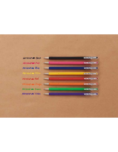 Pentel Mattehop Esferográfica - Ponta 1mm - Traço 0.5mm - Tinta de Gel Opaca - Fabricada com 55% de Materiais Reciclados - Cor 