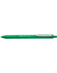 Pentel iZee Caneta Esferográfica Retrátil - Ponta 0.7mm - Traço 0.35mm - Clipe de Metal - Cor Verde