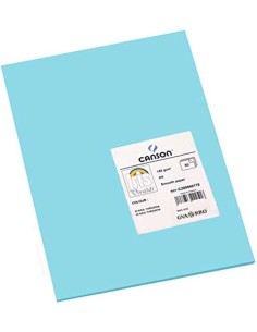 Canson Guarro Pack com 50 Cartolinas Iris A4 de 185g - 21x29,7cm - Cor Azul Turquesa