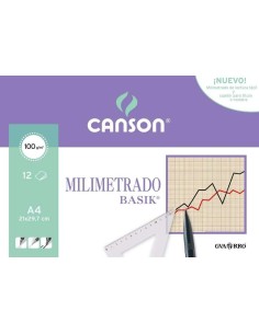 Canson Minipack de 12 Folhas A4 - Milimetrado Basik - 21x29,7cm - 100g - Cor Sépia