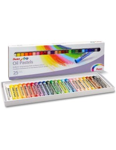 Pentel Oil Pastels Pacote de 25 Pastéis a Óleo - Macios, Cremosos e de Secagem Lenta - Cores Sortidas