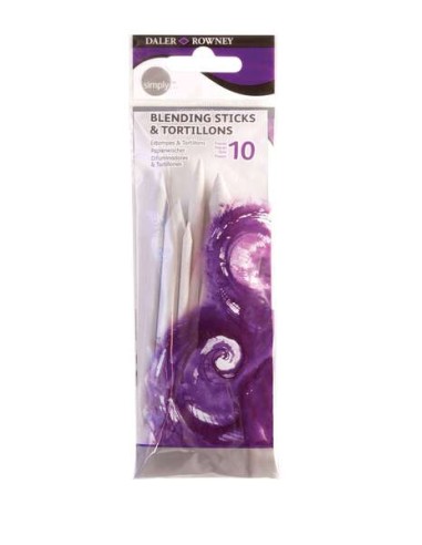 Daler Rowney Simply Conjunto de 12 Esfuminhos - 4 Difuminos e 6 Esfuminhos - Cor Branca