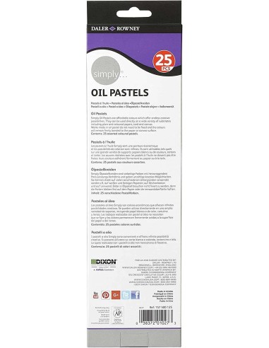 Daler Rowney Conjunto de 25 Pastéis Suaves - Para Ampla Variedade de Superfícies - Fácil de Usar - Cores Sortidas