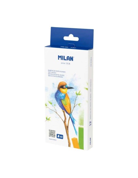 Milan Art Pack de 12 Pastéis Macios - Cores Intensas e Brilhantes - Resistentes à Luz - Misturáveis - Cores Sortidas