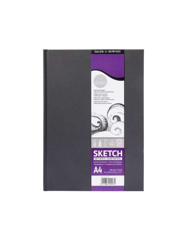 Daler Rowney Simply Caderno de Desenho Costurado A4 54 Folhas 100g/m2 - Capa Dura - Cor Branca