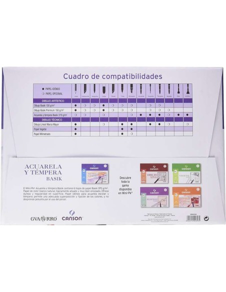 Canson Aquarela Basik Minipack de 6 Folhas A3 - 29,7x42cm - 370g - Cor Branca