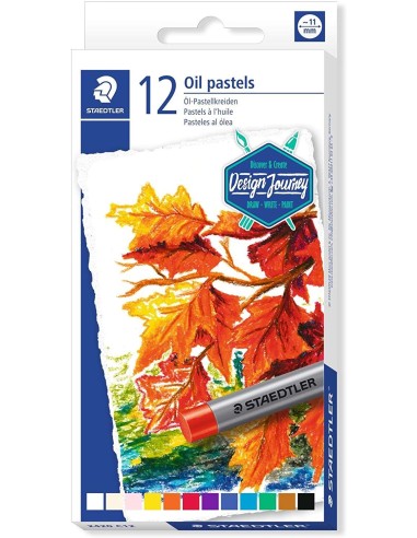 Staedtler Pastéis a Óleo 2420 Pack de 12 Ceras Macias - Resistência à Quebra - Extremamente Brilhantes - Cores Sortidas