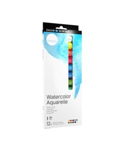Daler Rowney Simply Conjunto de 12 Aquarelas 12ml - Umedecem Facilmente - Cores Sortidas