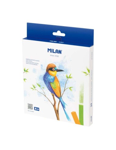 Milan Art Pack de 24 Pastéis Suaves - Cores Intensas e Brilhantes - Resistentes à Luz - Misturáveis - Cores Sortidas