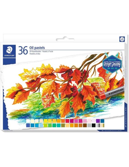 Staedtler Pastéis a Óleo 2420 Pack de 36 Ceras Macias - Resistência à Quebra - Extremamente Brilhantes - Cores Sortidas