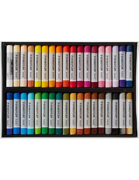 Staedtler Pastéis a Óleo 2420 Pack de 36 Ceras Macias - Resistência à Quebra - Extremamente Brilhantes - Cores Sortidas