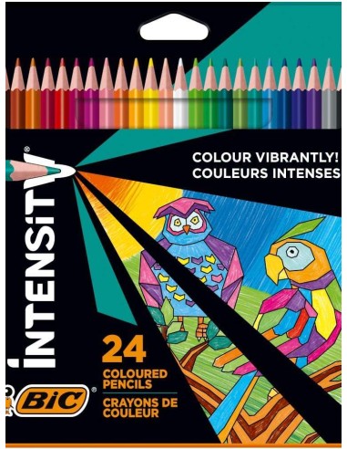 Bic Intensity Triangle Caixa de 24 Lápis de Cor Triangulares - Mina de 3,20 mm - Fabricados sem Madeira - Cores Sortidas