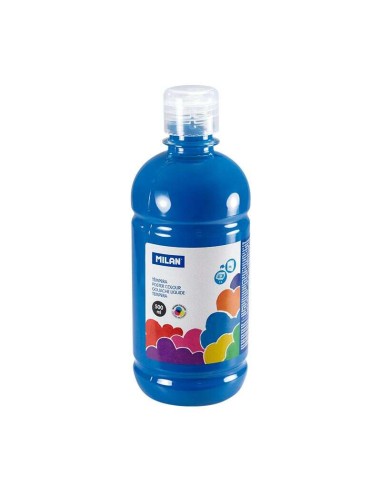 Milan Garrafa de Têmpera 500ml - Tampa Dosadora - Secagem Rápida - Misturável - Cor Azul Ciano