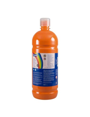 Milan Garrafa de Tinta 1000ml - Tampa Dosadora - Secagem Rápida - Misturável - Cor Laranja