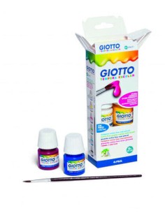 Giotto Têmpera Pack de 6 Frascos de 25 ml. + Pincel - Base Água - Excelente Cobertura - Cores Sortidas 2