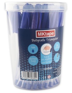 MKtape Pacote de 36 Canetas Esferográficas Triangulares - Ponta Redonda de 1,0mm - Escrita Suave - Cor Azul 2