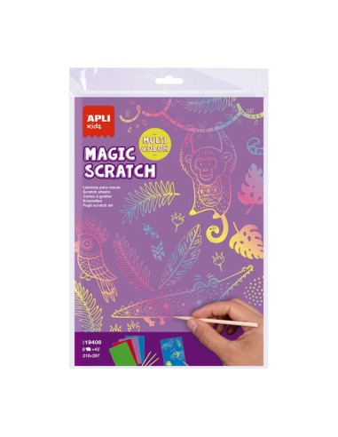 Apli Magic Scratch Cores Pack de 8 Folhas para Rabiscar - Medidas 210 x 297mm - Cores Sortidas
