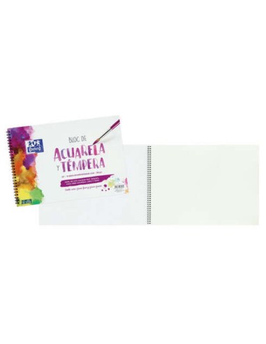 Oxford Bloco de Aquarela e Têmpera Escolar Espiral Formato A4+ Liso - 10 Folhas Microperfuradas 300g Cor natural - Papel de Dup