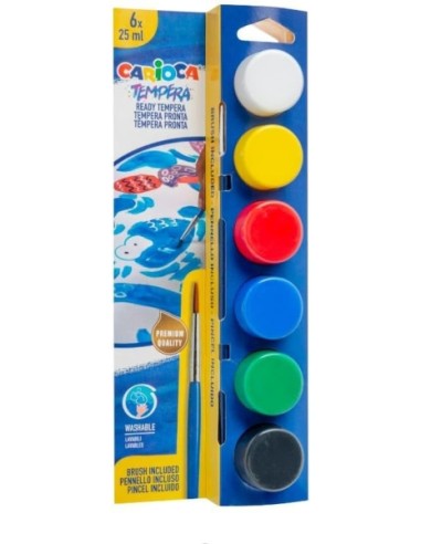 Conjunto de Pintura Carioca Pack com 12 Aquarelas, 6 Têmperas e 6 Têmperas Sólidas + Bloco com 20 Folhas A4 - Cores Sortidas