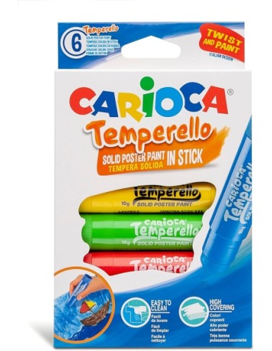 Conjunto de Pintura Carioca Pack com 12 Aquarelas, 6 Têmperas e 6 Têmperas Sólidas + Bloco com 20 Folhas A4 - Cores Sortidas