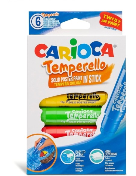 Conjunto de Pintura Carioca Pack com 12 Aquarelas, 6 Têmperas e 6 Têmperas Sólidas + Bloco com 20 Folhas A4 - Cores Sortidas